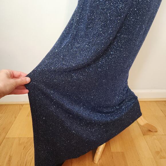 VTG Y2K 90s City Triangles Dress Sz Medium Glitter Blue Maxi Formal Fairy Sparkl - Picture 5 of 11
